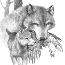 Оригинал схемы вышивки «Волки с добычей» (№2226822)
