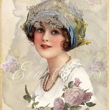 Оригинал схемы вышивки «дама с розой» (№2241270)