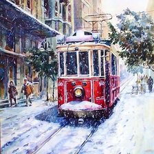 Схема вышивки «Зимний трамвай»