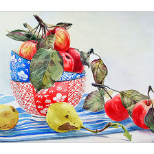 Натюрморт с яблоками и грушами.