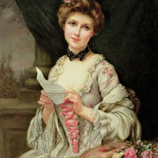 Оригинал схемы вышивки «Портрет девушки с письмом» (№2258862)