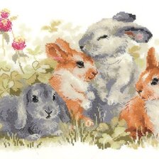 Схема вышивки «Семья кроликов»