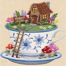 Схема вышивки «Teacup House Ladder Fairy Land Magical»