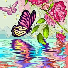 Схема вышивки «Вода, цветы и бабочки»
