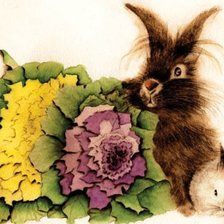 Оригинал схемы вышивки «Кролики и капуста» (№2294501)