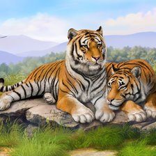 Оригинал схемы вышивки «тигры» (№2295318)