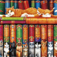 Схема вышивки «knihy,mačky»