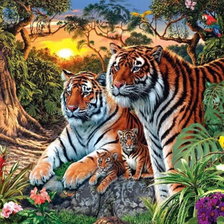 Схема вышивки «Тигры и тигрята»