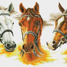Схема вышивки «Three Horses»