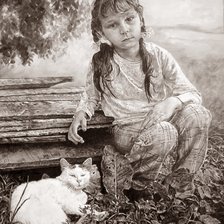 Схема вышивки «девочка с котом худ.М.Зелда»