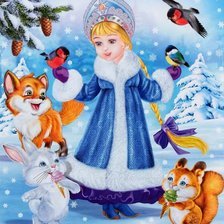 Оригинал схемы вышивки «Детские сказки (снегурочка и лесные звери)» (№2316031)