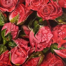 Схема вышивки «Красные розы в росе»