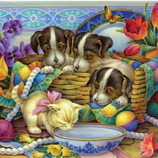 Схема вышивки «Filhotes de cães.»