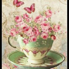 Оригинал схемы вышивки «Цветы в чашке» (№2333450)