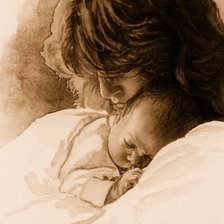 Оригинал схемы вышивки «Мать и дитя сепия» (№2341002)