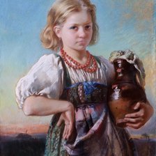Оригинал схемы вышивки «Девочка с кувшином. Маковский» (№2341313)
