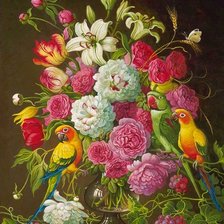 Схема вышивки «Boque de flores e pássaro.»