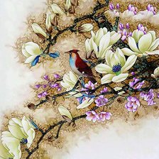 Схема вышивки «Птица в цветах»