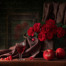 Схема вышивки «Бокал Розы Яблоки»