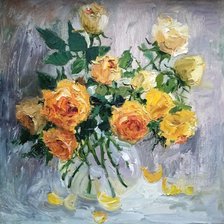 Оригинал схемы вышивки «желтые розы в живописи маслом» (№2380051)