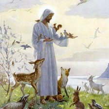 Схема вышивки «Иисус Христос с животными, с птицами.»