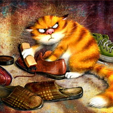 Схема вышивки «рыжий кот чистит ботинки»