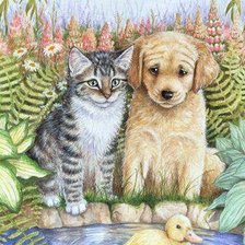 Схема вышивки «Кошки и собаки в живописи»