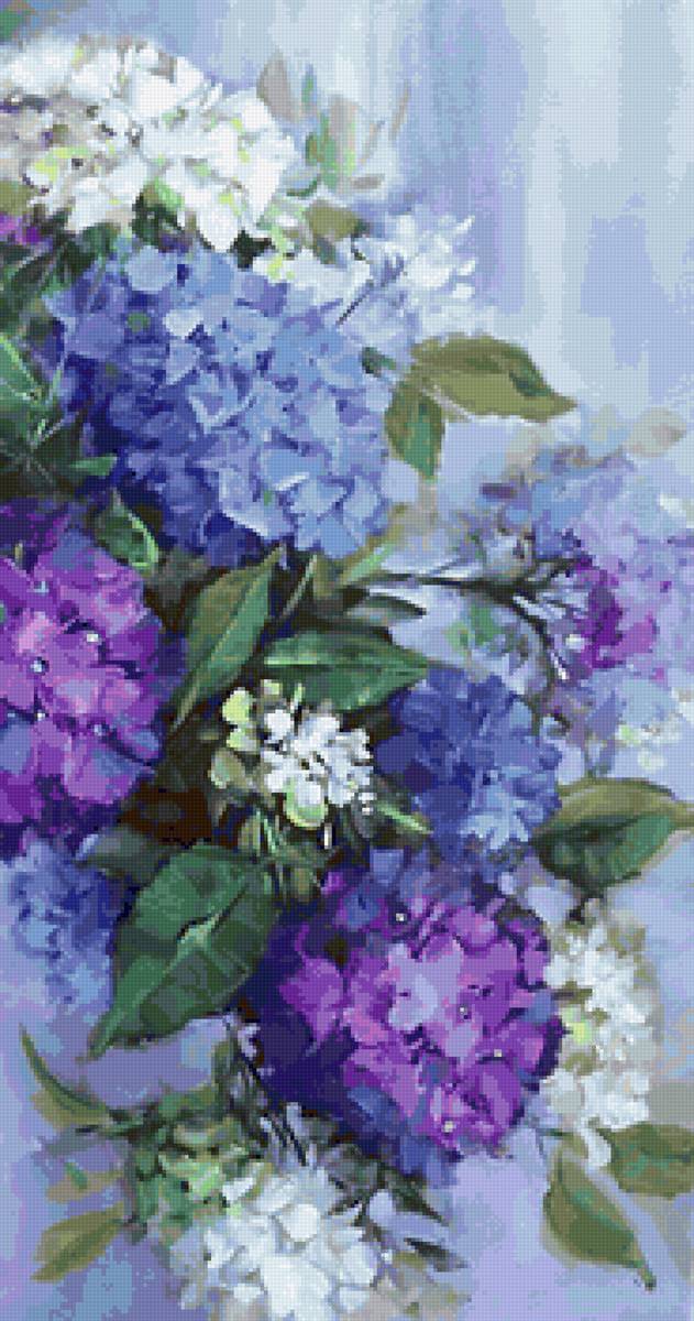 Гортензия - букеты, картина, живопись, букет, гортензия голубая, цветы - предпросмотр