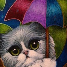 Схема вышивки «Котик с зонтиком»