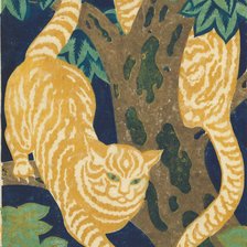 Оригинал схемы вышивки «Рыжие коты на дереве» (№2441199)