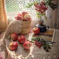Схема вышивки «Яблоки на столе»
