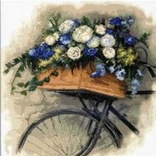 Оригинал схемы вышивки «Корзина цветов на велосипеде» (№2457625)