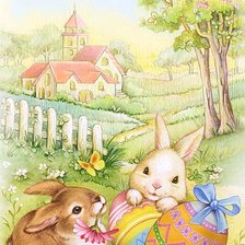 Оригинал схемы вышивки «Кролики» (№2460830)