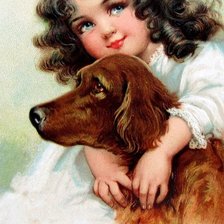 Схема вышивки «Девочка с собакой»