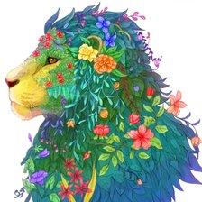 Оригинал схемы вышивки «Цветочный лев» (№2484837)