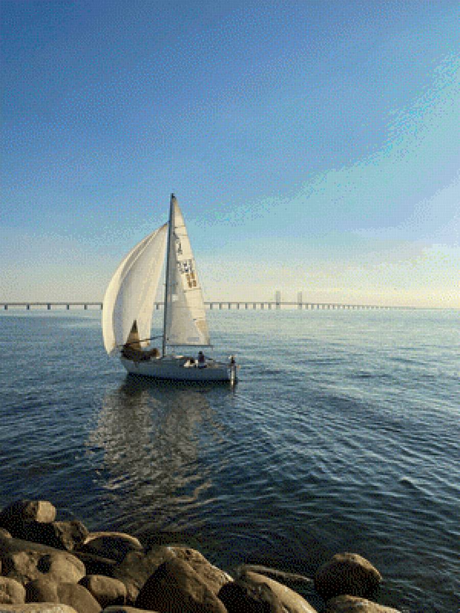 Оресунд - море, мост, парус - предпросмотр
