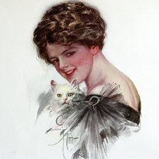 Оригинал схемы вышивки «Девушка с кошкой» (№2511741)