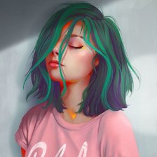 Схема вышивки «Девушка с зелеными волосами»