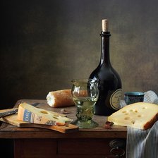 Оригинал схемы вышивки «Сыр, багет, вино» (№2522480)
