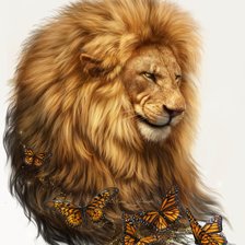 Оригинал схемы вышивки «Лев и бабочки» (№2535208)