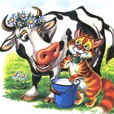 Оригинал схемы вышивки «Корова и кот» (№2535362)