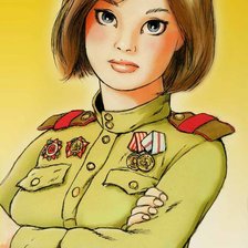 Схема вышивки «Девушка в военной форме»