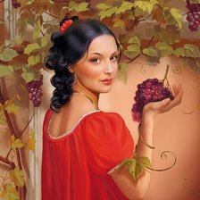 Схема вышивки «Девушка с виноградом»