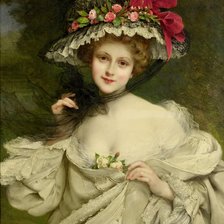 Схема вышивки «Мартин-Кавель Франсуа «Дама в шляпе с розами»»