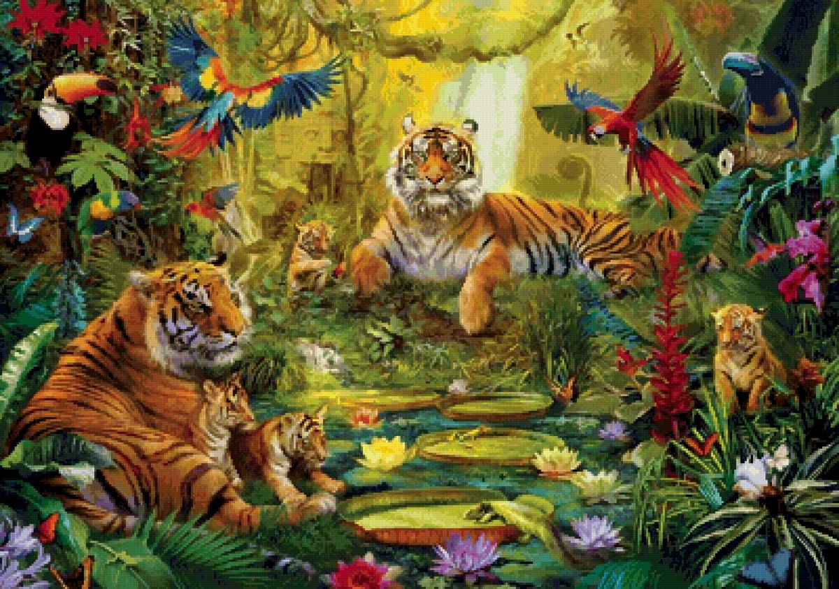№2558855 - природа, тигры, птицы, животные - предпросмотр