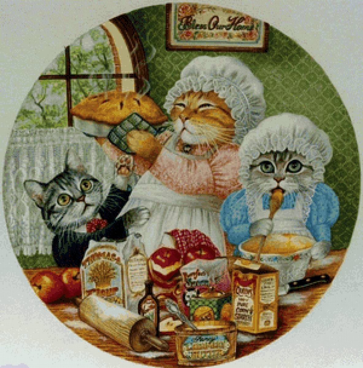 Кулинарное шоу) - живопись, кошки, животные, картина, кошачий портрет - предпросмотр
