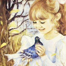 Схема вышивки «Девочка с голубем»