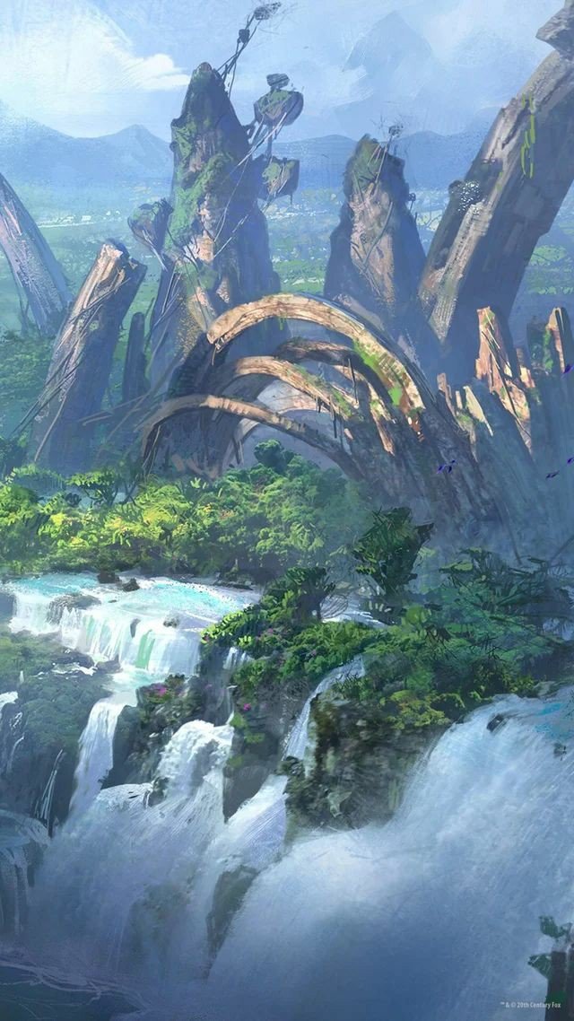 Планета Пандора - водопад, фантастика, природа - оригинал