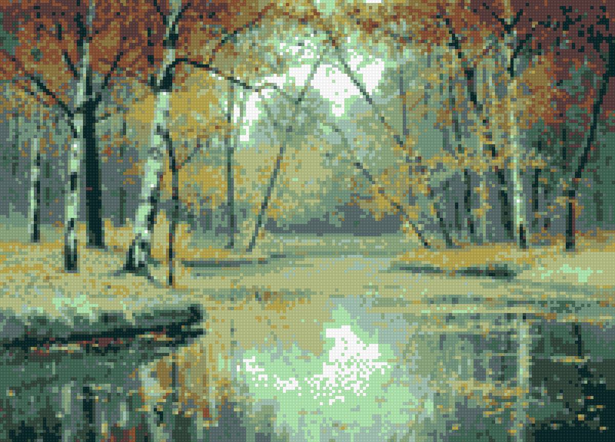 осень лес у реки - предпросмотр