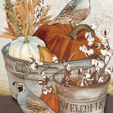 Схема вышивки «Осенний урожай и птицы»
